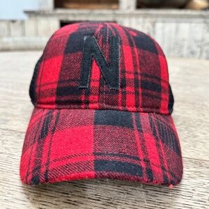Nebraska Huskers Legacy Red Black Plaid Trucker Snap Black Hat Cap